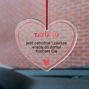 Zawieszka do auta z nadrukiem dla taty - Jedź ostrożnie