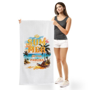 Ręcznik plażowy (70 x 140) z nadrukiem dla niej - Wakacje