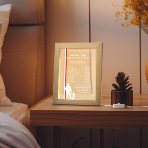 Ramka drewniana LED z nadrukiem dla taty - Wzorowy tatuś