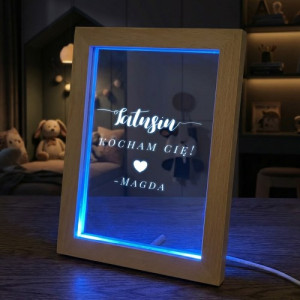 Ramka drewniana LED z nadrukiem dla taty - Córeczka tatusia
