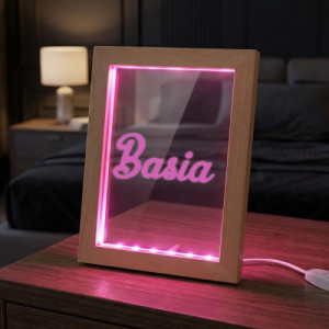 Ramka drewniana LED z nadrukiem dla niej - Sweet girl
