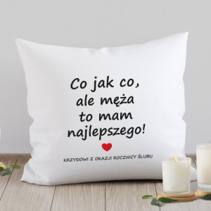 Poduszka dekoracyjna z nadrukiem na rocznicę ślubu - Udany mąż