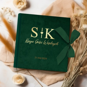 Księga gości weselnych welurowa z nadrukiem - Aksamit