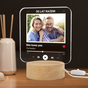 Lampka LED ze zdjęciem na 30 rocznicę ślubu dla żony - Melodia miłości