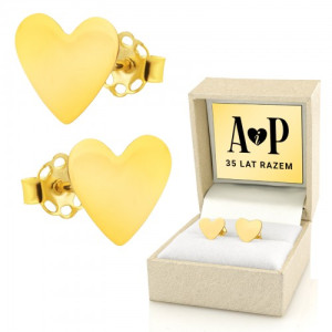 Kolczyki złote pr. 333 serca na 35 rocznicę ślubu - Miłość bez granic