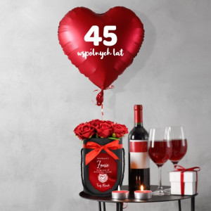 Flower box z balonem na 45 rocznicę ślubu dla żony - Ukochana