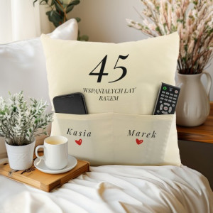 Poduszka dekoracyjna z kieszeniami na 45 rocznicę ślubu - Wspaniałe lata