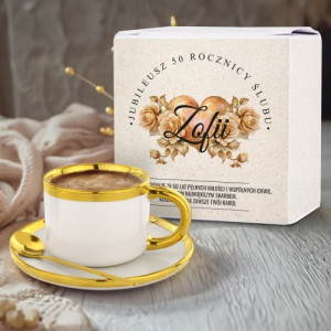 Filiżanka do kawy ze złotą łyżeczką na 50 rocznicę ślubu - Wspólne chwile