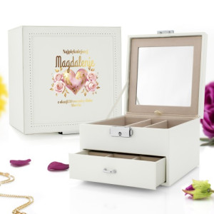 Kuferek na biżuterię z nadrukiem na 50 rocznicę ślubu - Złote serce