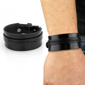 Bransoletka męska skórzana z grawerem - Chłopak idealny