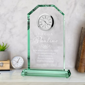 Statuetka z zegarem i grawerem na 25-lecie pracy - Pasmo sukcesów