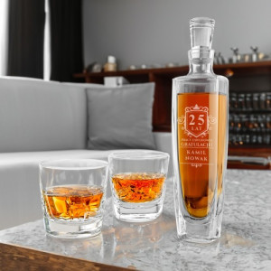 Karafka z grawerem i szklankami Krosno Premium na 25-lecie pracy - Posada