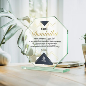 Statuetka szklana z nadrukiem na 30-lecie pracy zawodowej - Wdzięczność