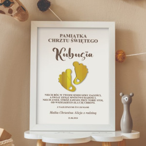 Plakat w ramce (20x30 cm) dla dziecka na chrzest - Boża Dziecina