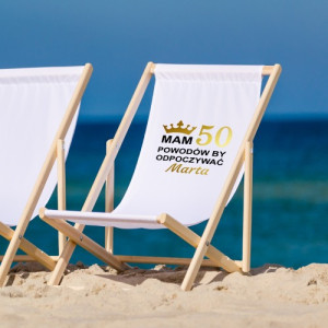 Leżak plażowy z nadrukiem na 50 urodziny dla niej - Ważne powody
