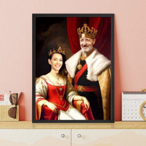 Królewski portret w ramce (30 x 40 cm) dla pary - Arystokracja
