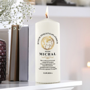 Świeca dekoracyjna na 20-lecie kapłaństwa - Głosi Ewangelię