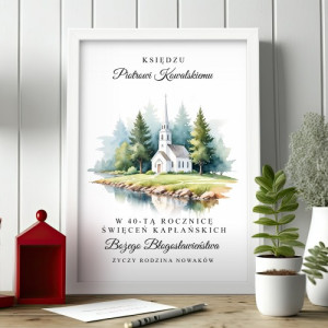 Plakat w ramce (20x30 cm) na 40-lecie kapłaństwa - Wspólnota wiernych