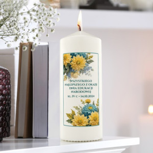 Świeca dekoracyjna z nadrukiem na Dzień Nauczyciela - Edukacja narodowa