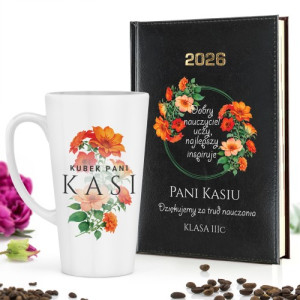 Kalendarz 2026 i kubek z nadrukiem dla nauczycielki - Z pasją