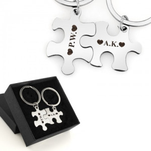 Breloki do kluczy puzzle z grawerem dla pary - Razem tworzymy całość