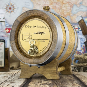 Beczka dębowa na alkohol (5 l) z grawerem na 20-lecie firmy - Celebracja