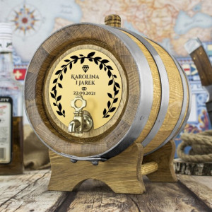 Beczka dębowa na alkohol (5 l) z grawerem dla pary - Wieczna miłość