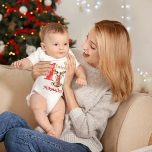 Body dziecięce bawełniane r. 68 z nadrukiem - Pierwsze Święta