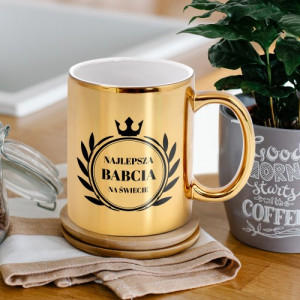Kubek z nadrukiem złoty dla babci - Najlepsza na świecie