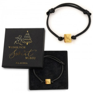 Bransoletka sznurkowa z zawieszką z grawerem dla niego - Misiaczku