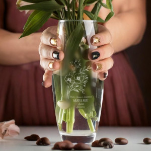 Wazon dekoracyjny z grawerem na narodziny dziecka - Dzidziuś