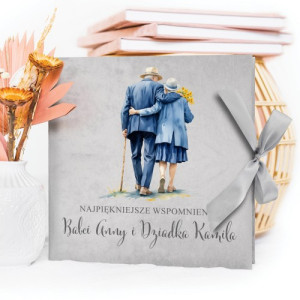 Album na zdjęcia welurowy z nadrukiem dla babci i dziadka - Wspomnienia