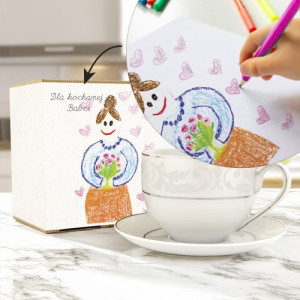 Filiżanka do kawy Ćmielów w pudełku z nadrukiem dla babci - Kącik kawowy