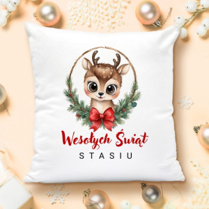 Poduszka świąteczna z nadrukiem dla dziecka - Reniferek