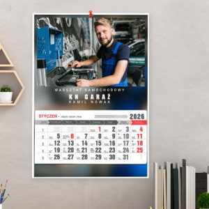 Kalendarz ścienny 2026 ze zdjęciem dla mechanika - Warsztat