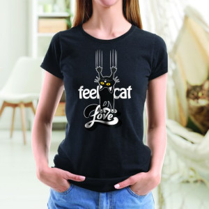 Koszulka damska dla miłośniczki kotów czarna Rozmiar S - Cat lover