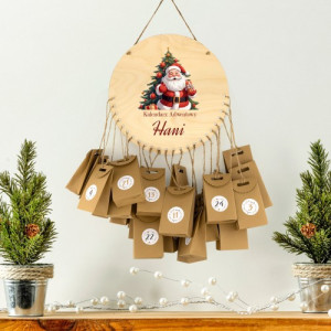 Kalendarz adwentowy dla dziecka z nadrukiem - Wesoły Mikołaj