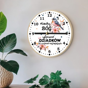 Zegar ścienny drewniany z nadrukiem dla babci i dziadka - Najlepsi