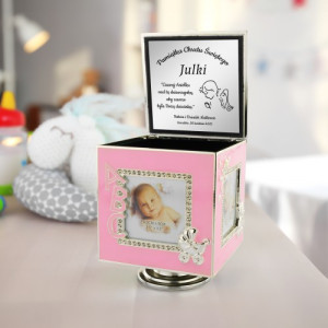 Pudełko wspomnień z pozytywką dla dziewczynki na chrzest - Dziecinka