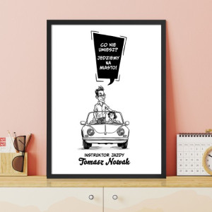 Plakat w ramce (30x40 cm) dla instruktora jazdy - Mistrz kierownicy