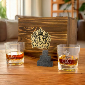 Szklanki do whisky z kamieniami w pudełku z grawerem dla niego - Degustacja
