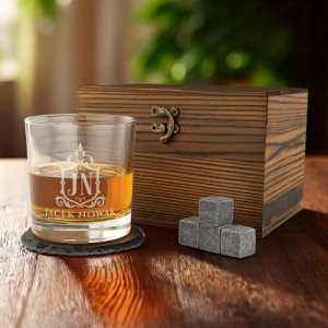 Szklanka do whisky z grawerem i akcesoriami w pudełku - Master set