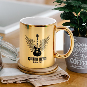 Kubek z nadrukiem złoty dla muzyka - Guitar hero