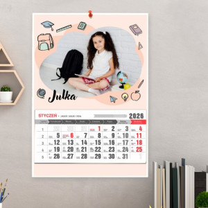 Kalendarz ścienny 2026 z nadrukiem dla ucznia - Czas na wiedzę