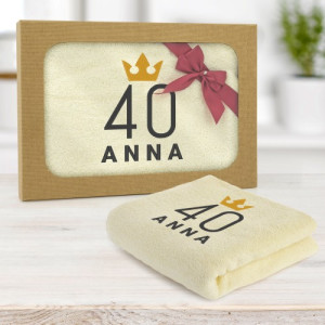 Ręcznik kąpielowy (70x140 cm) z haftem na 40 urodziny - Na fali