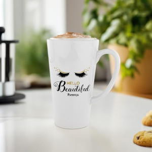Kubek do kawy latte z nadrukiem dla niej - Witaj piękna