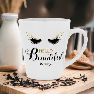 Kubek do kawy z nadrukiem dla niej - Hello Beautiful
