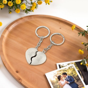 Brelok do kluczy połówki serca dla pary - Mr & Mrs