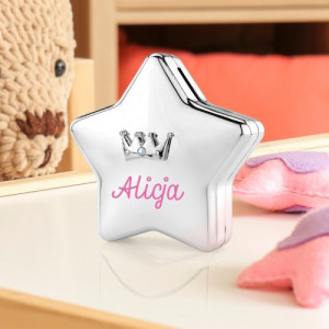 Skarbonka z nadrukiem gwiazdka dla dziewczynki - Kosmiczne oszczędności