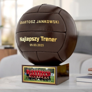 Piłka nożna na postumencie z nadrukiem dla trenera - Wizjoner na boisku